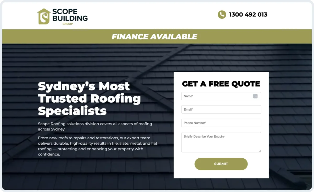 Scope Building Inspection website after the Google Ads overhaul